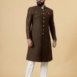 Classic Cocoa Brown Achkan for Men | Elegant Ethnic Wear | Jaipurio